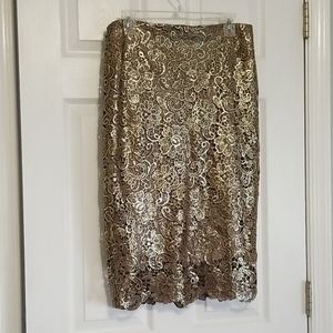 White House Black Market gorgeous goldlace skirt